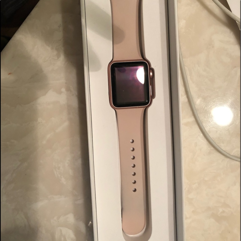 Apple Watch, Series 1, 38mm Case( Rose Gold Aluminum) Sport Band ( Pink Sand)